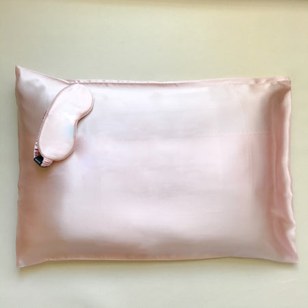 2-in-1 Mulberry Silk Sleeping Combo, Pillowcase and Eye Cover (Pink)