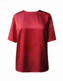 100% Pure Mulberry Silk T Shirt, Champagne/ Red