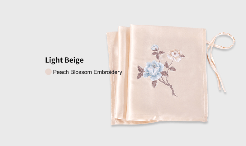 Mulberry Silk Sleeping Pillow Cover Flower Embroidery with Belt Tie Anti-aging Smooth Hair