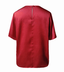 100% Pure Mulberry Silk T Shirt, Champagne/ Red