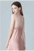 Natural Mulberry Silk Sleep Dress/ Camisole, Pajama for Summer (Pink)