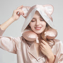 Mulberry Silk Neck Pillow with Kitty Hood, Best Gift for Her