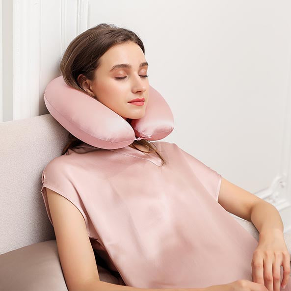 Mulberry Silk Neck Pillow with Adjustable Button Fastener