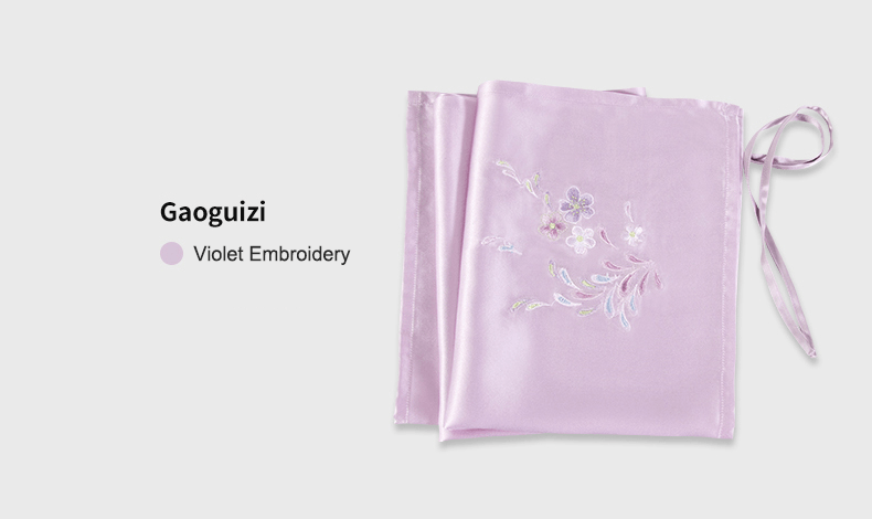 Mulberry Silk Sleeping Pillow Cover Flower Embroidery with Belt Tie Anti-aging Smooth Hair