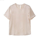 100% Pure Mulberry Silk T Shirt, Champagne/ Red