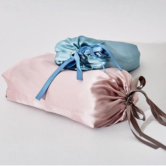 Mulberry Silk Bed Sheet & Pillow Cover, Silk Sleeping Bag (Pink/ Blue)