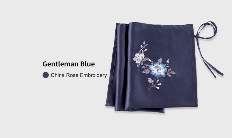 Mulberry Silk Sleeping Pillow Cover Flower Embroidery with Belt Tie Anti-aging Smooth Hair