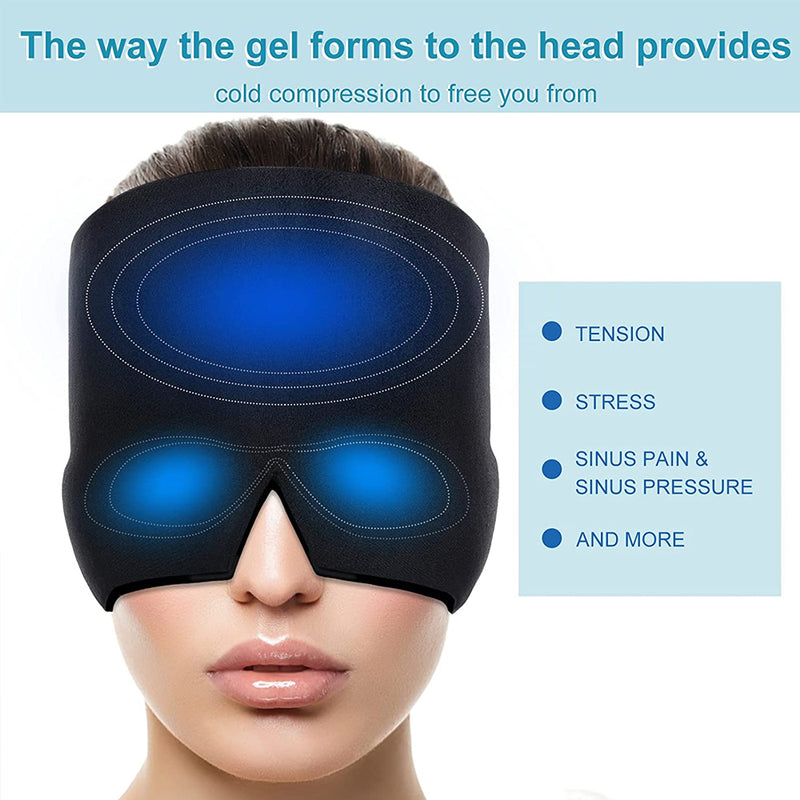 Hot & Cold Therapy Migraine Relief Cap / Migraine Head Wrap Mask, Headache Relief Cap for Tension & Stress