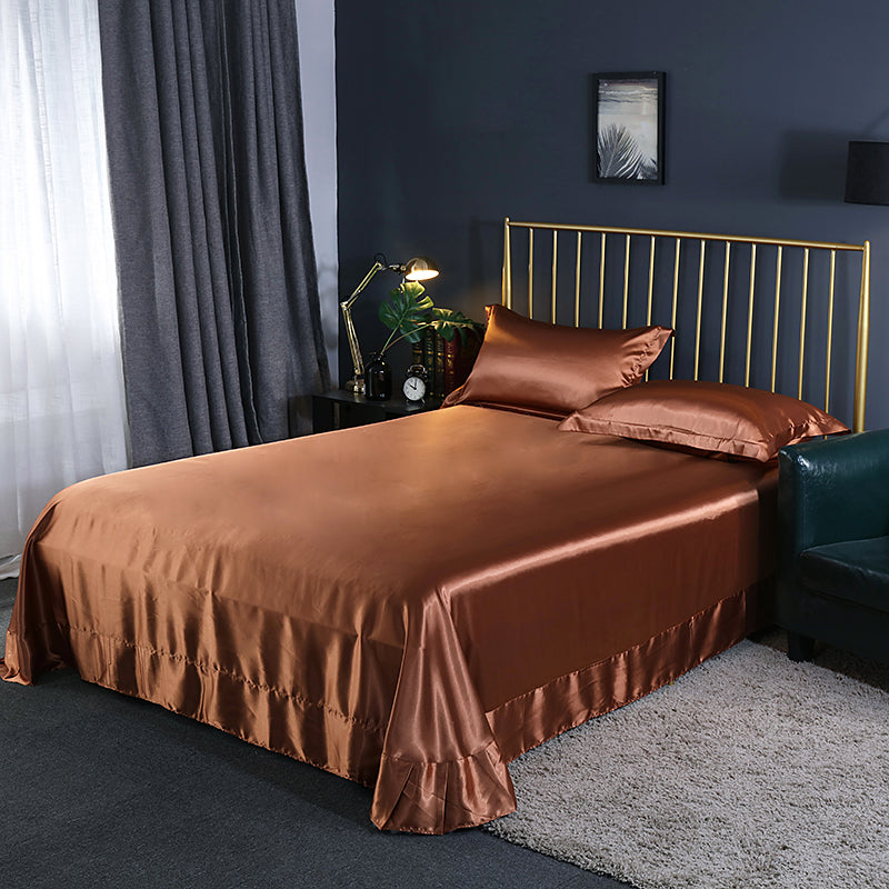 High Quality Satin Silk Flat Bed Sheet for Skin and Hair Care Multicolor
