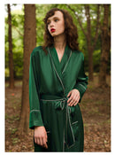 Luxury Mulberry Silk Long Robe for Spring, Bridesmaid Robe, Emerald Preppy Pajams, Gift for Her
