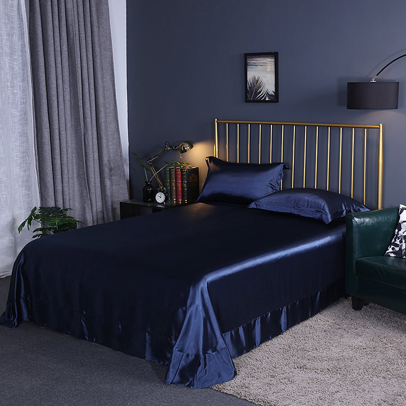 High Quality Satin Silk Flat Bed Sheet for Skin and Hair Care Multicolor
