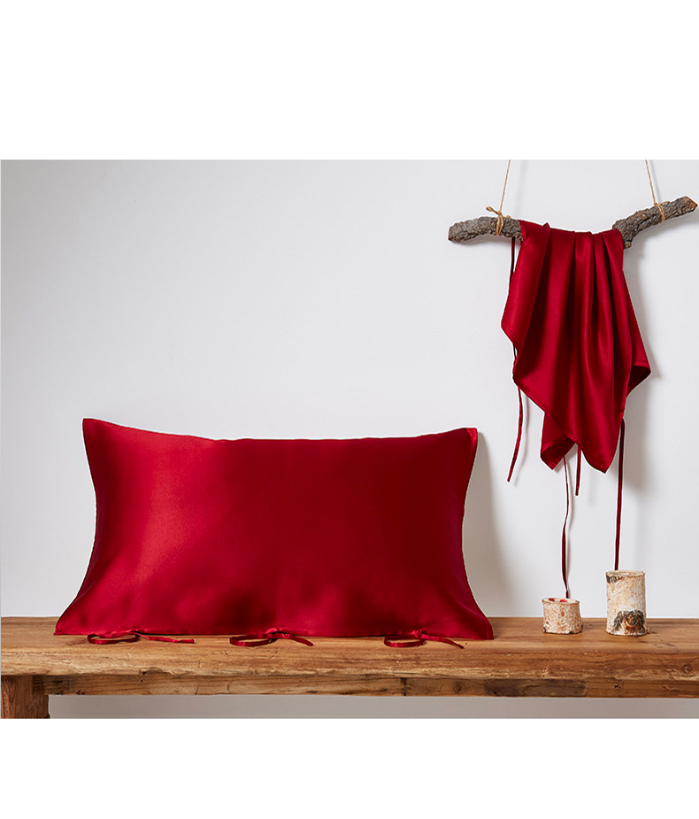 25 momme/ 30 momme Mulberry Silk Sleeping Pillow Cover with Belt Tie Anti-aging Smooth Hair