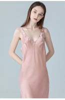 Natural Mulberry Silk Sleep Dress/ Camisole, Pajama for Summer (Pink)