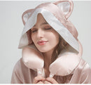 Mulberry Silk Neck Pillow with Kitty Hood, Best Gift for Her