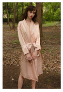 Luxury Mulberry Silk Long Robe for Spring, Bridesmaid Robe, Emerald Preppy Pajams, Gift for Her