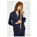 Pure Mulberry Silk Long Sleeve Pajamas for Spring 2-piece, Preppy Pajamas, Best Gift