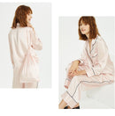 Pure Mulberry Silk Long Sleeve Pajamas for Spring 2-piece, Preppy Pajamas, Best Gift