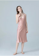 Natural Mulberry Silk Sleep Dress/ Camisole, Pajama for Summer (Pink)