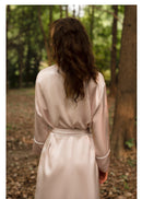 Luxury Mulberry Silk Long Robe for Spring, Bridesmaid Robe, Emerald Preppy Pajams, Gift for Her
