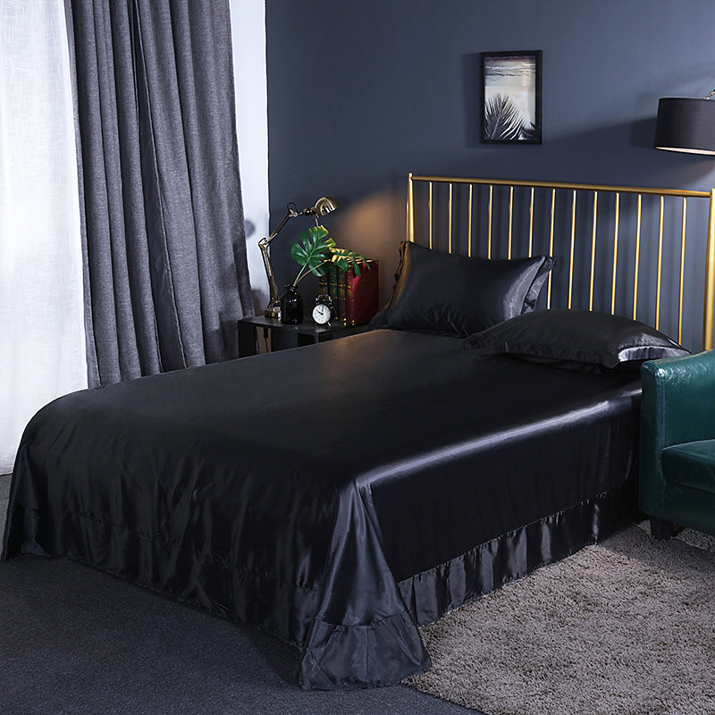 High Quality Satin Silk Flat Bed Sheet for Skin and Hair Care Multicolor
