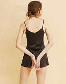 Satin Robe Set with Lace for Spring & Summer, Bridesmaid Robe, Black Satin Dress