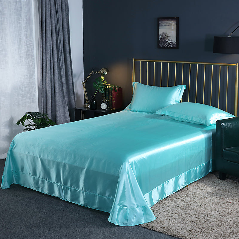 High Quality Satin Silk Flat Bed Sheet for Skin and Hair Care Multicolor