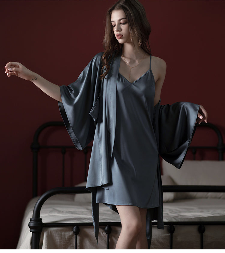 Pure Mulberry Silk Pink Robe for Spring & Summer, Bridesmaid Robe and Dress