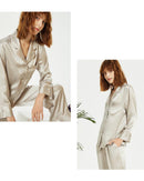 Pure Mulberry Silk Long Sleeve Pajamas for Spring 2-piece, Preppy Pajamas, Best Gift