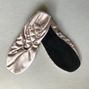 22 momme Mulberry Silk House Slippers, Best Gift (Champagne/ Black)
