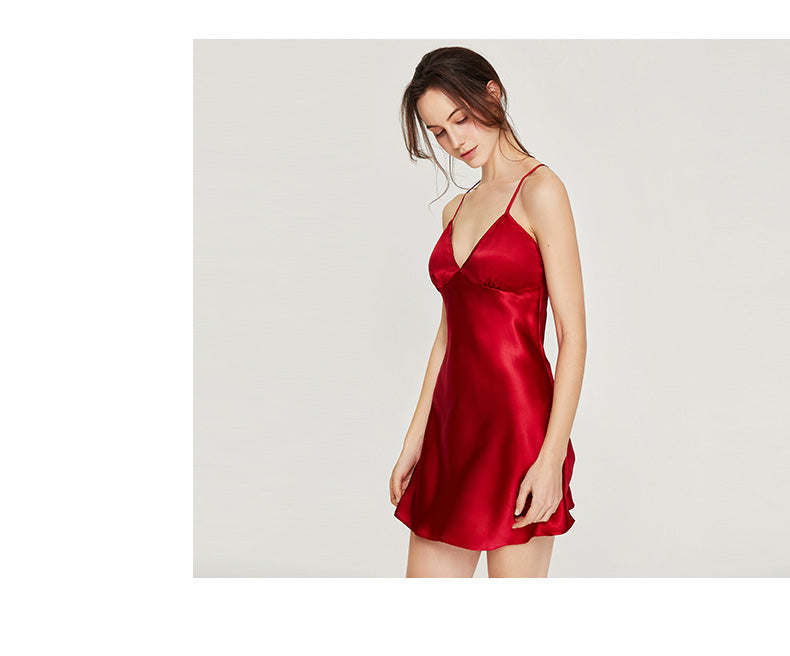 100% Natural Mulberry Silk Sip Dress/ Camisole (Emerald/ Red/ Pink)