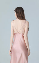Natural Mulberry Silk Sleep Dress/ Camisole, Pajama for Summer (Pink)