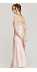 100% Natural Mulberry Silk Slip Dress Split Skirt Multi-Color, Robe for Option