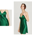 100% Natural Mulberry Silk Sip Dress/ Camisole (Emerald/ Red/ Pink)