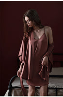 Pure Mulberry Silk Pink Robe for Spring & Summer, Bridesmaid Robe and Dress