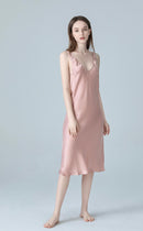 Natural Mulberry Silk Sleep Dress/ Camisole, Pajama for Summer (Pink)