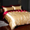 4-piece Satin Silk Sheets Set Multicolor, Flat Sheet Duvet Cover Pillowcases
