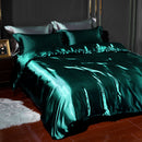 4-piece Satin Silk Sheets Set Multicolor, Flat Sheet Duvet Cover Pillowcases
