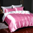 4-piece Satin Silk Sheets Set Multicolor, Flat Sheet Duvet Cover Pillowcases