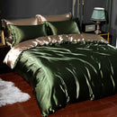 4-piece Satin Silk Sheets Set Multicolor, Flat Sheet Duvet Cover Pillowcases