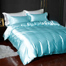 4-piece Satin Silk Sheets Set Multicolor, Flat Sheet Duvet Cover Pillowcases