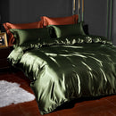 4-piece Satin Silk Sheets Set Multicolor, Flat Sheet Duvet Cover Pillowcases