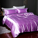 4-piece Satin Silk Sheets Set Multicolor, Flat Sheet Duvet Cover Pillowcases