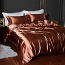 4-piece Satin Silk Sheets Set Multicolor, Flat Sheet Duvet Cover Pillowcases