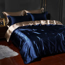 4-piece Satin Silk Sheets Set Multicolor, Flat Sheet Duvet Cover Pillowcases