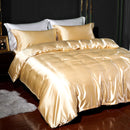 4-piece Satin Silk Sheets Set Multicolor, Flat Sheet Duvet Cover Pillowcases