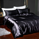 4-piece Satin Silk Sheets Set Multicolor, Flat Sheet Duvet Cover Pillowcases