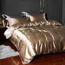4-piece Satin Silk Sheets Set Multicolor, Flat Sheet Duvet Cover Pillowcases