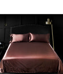 4-piece Satin Silk Sheets Set Multicolor, Flat Sheet Duvet Cover Pillowcases