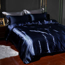 4-piece Satin Silk Sheets Set Multicolor, Flat Sheet Duvet Cover Pillowcases