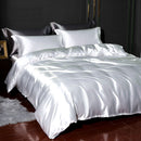 4-piece Satin Silk Sheets Set Multicolor, Flat Sheet Duvet Cover Pillowcases